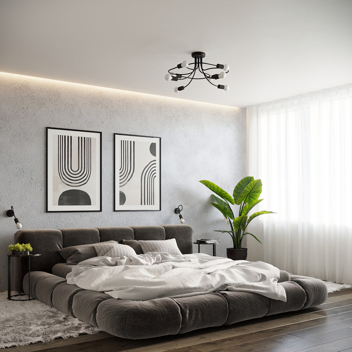 Lampadario LEVAR 6 nero