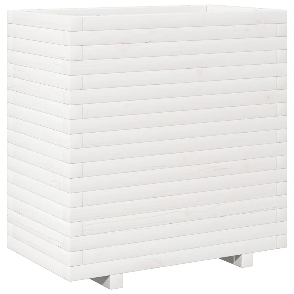 Fioriera | Cassetta per fiori | Vaso da Giardino Bianca 70x40x72,5cm Legno Massello di Pino