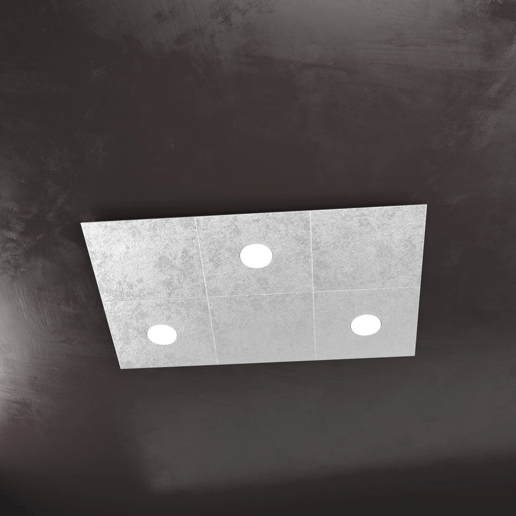 ECCENTRIC APPLIQUE-PLAFONIERA 3 LUCI + 3 DECORATIVO FOGLIA ARGENTO 1156-3L3D-FA