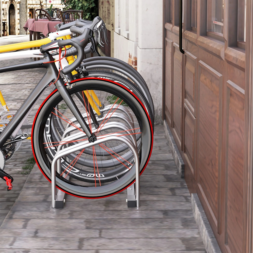 Parcheggio Biciclette per 4 ¨C zephmum ¨C Acciaio Argento 110x33x27 cm