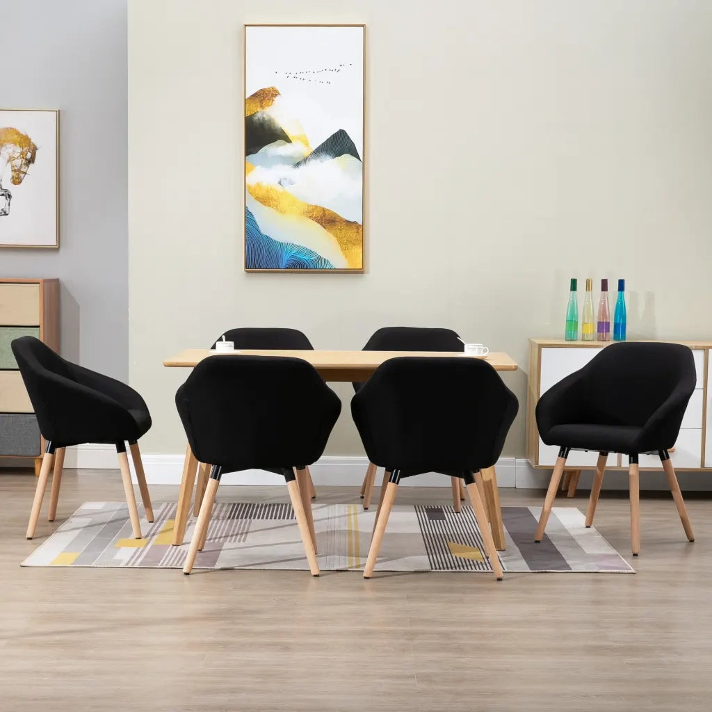Sedie da Pranzo 6 pz Nere in Tessuto 278423