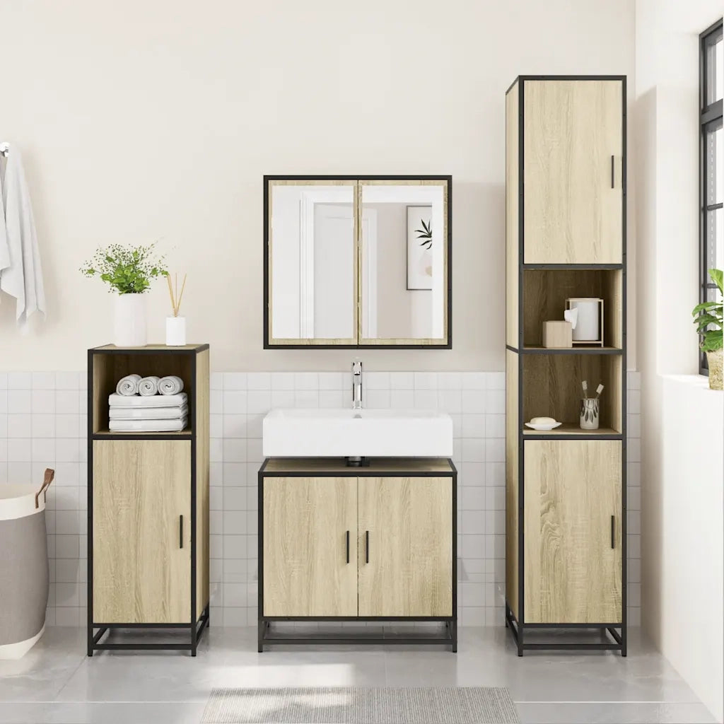 Mobile Lavabo da Bagno Rovere Sonoma 65x33x60 cm in Truciolato
