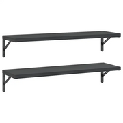 2 pz Mensole a Muro | Scaffale Parete | Ripiano a parete 100x30 cm Nero in Acciaio Inossidabile