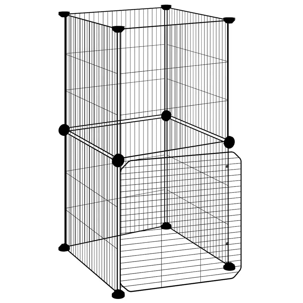Gabbia per Animali 8 Pannelli con Porta Nero 35x35 cm Acciaio cod mxl 75715