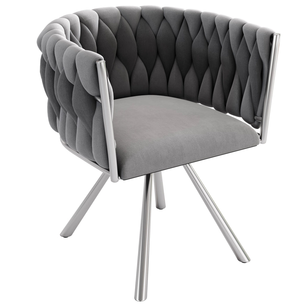 SEDIA girevole 360° in velluto grigio e argento Set da 2 pezzi