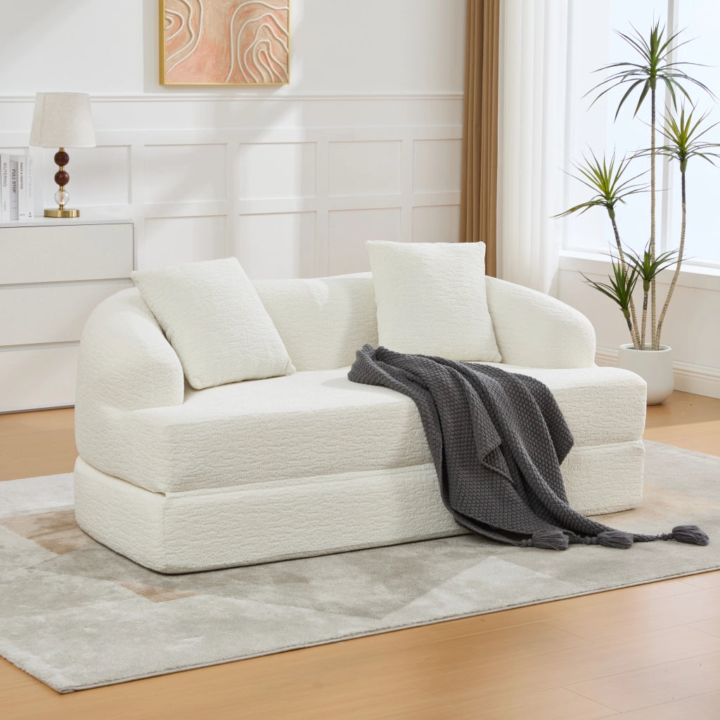 DIVANO LETTO 2 posti pieghevole 157x84x65 cm Chenille Beige