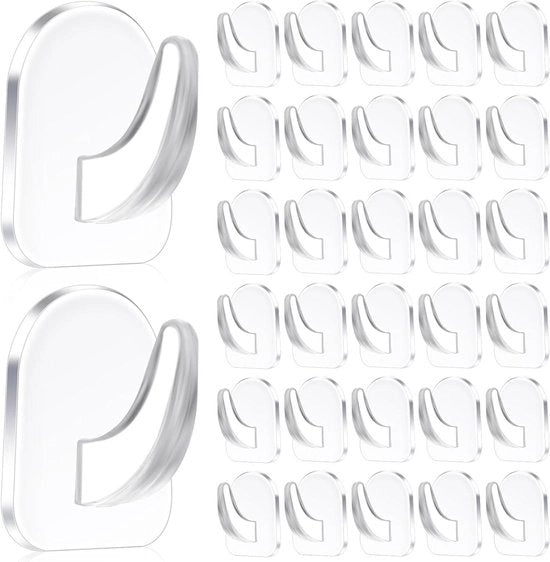 Set di 30 chiodi adesivi trasparenti - Haken extra resistenti - Adesivi - Per parete, cucina, bagno, camera da letto, ufficio