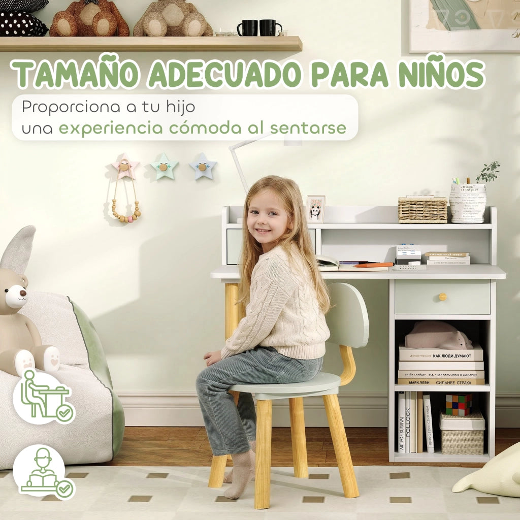 Scrivania per Bambini con Sedia e Cassetti ¨C Xylo ¨C Verde Chiaro e Bianco