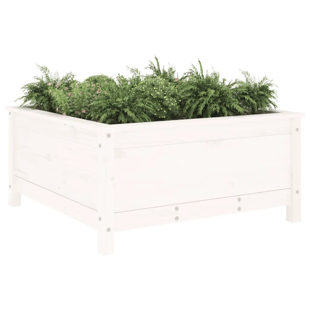 Fioriera da Giardino Bianca 82,5x82,5x39cm Legno Massello Pino 825297