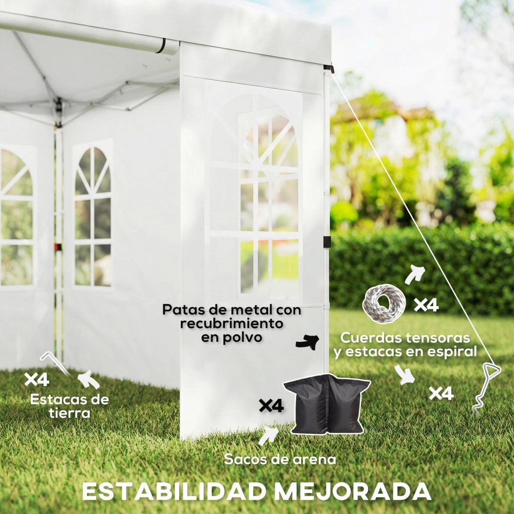 Tenda da giardino pieghevole 3x3 m con UPF50+ ¨C zephmum ¨C 4 laterali, bianco