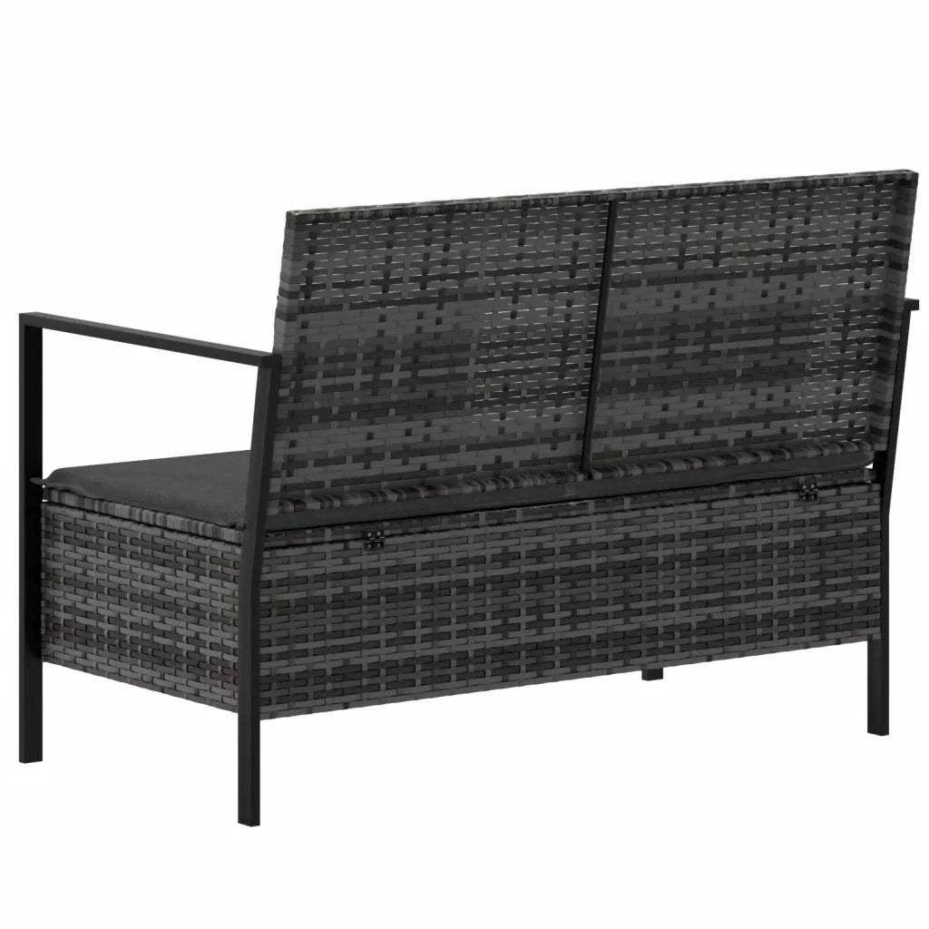 Panca da Giardino a 2 Posti-Sgabello-Panca da esterno con Cuscini in Polyrattan Grigio