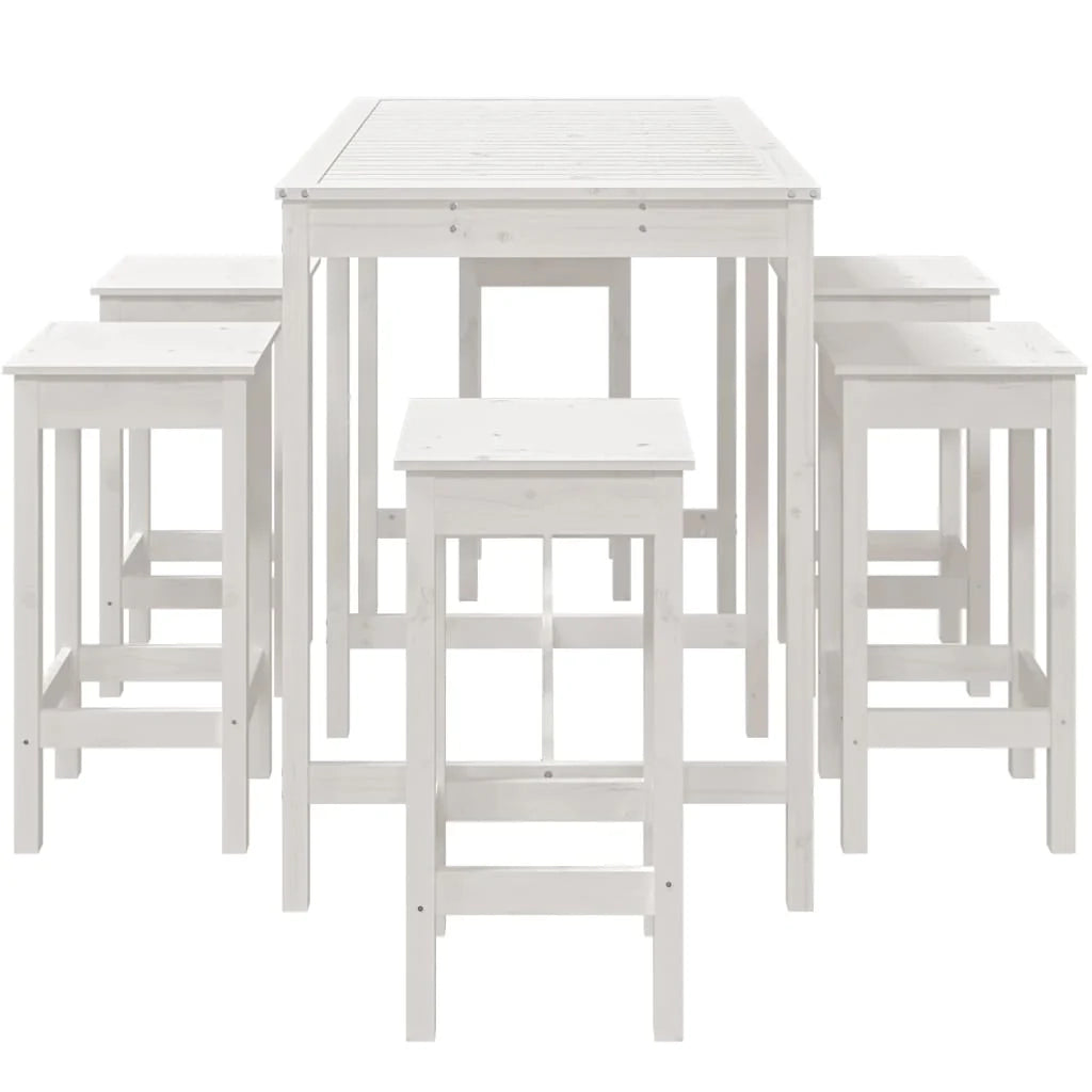 Set da bar da giardino 7 pezzi bianco legno massello di pino 02_0013427