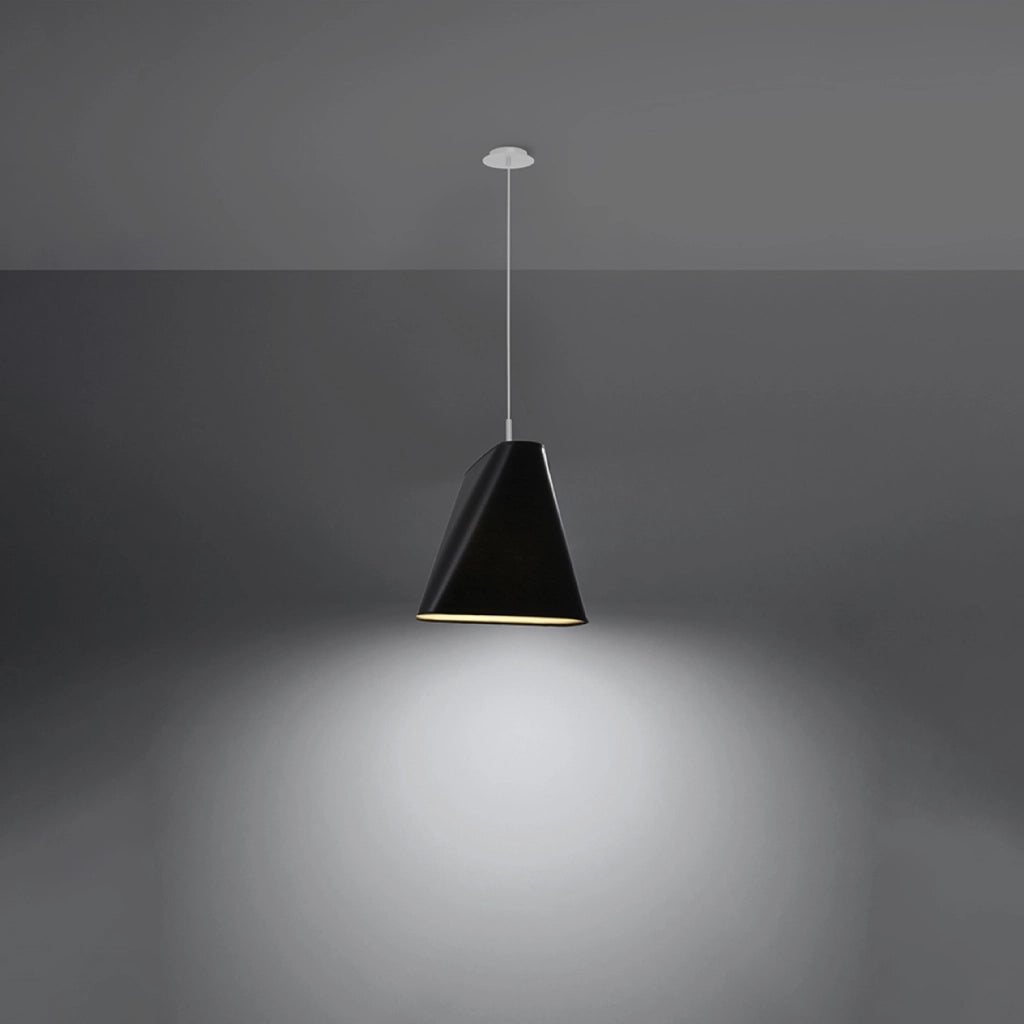 Lampada a sospensione nera trapezoidale Fioran E27 15W