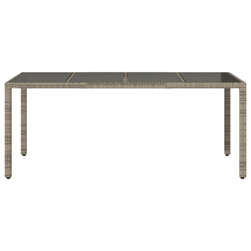 Tavolo da Giardino Piano in Vetro Grigio 190x90x75cm Polyrattan 365594
