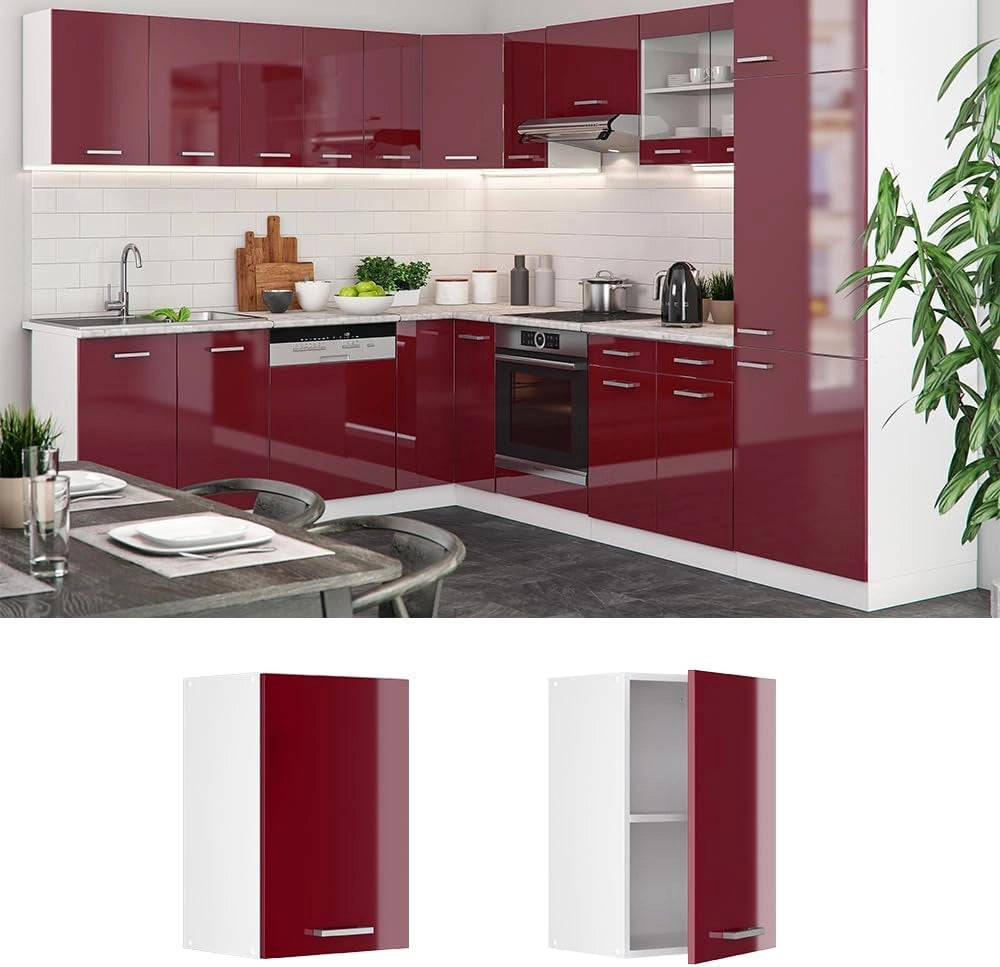 Pensile da cucina R-Line, Rosso lucido, 40 cm, per la libera combinazione all'interno di sistemi cucina modulari