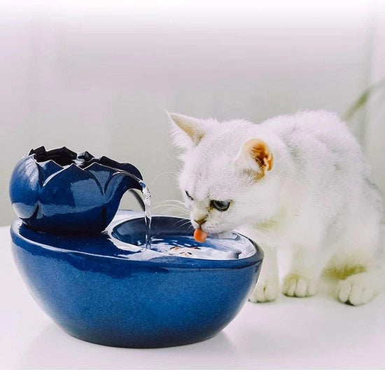 Fontana per Animali con Ciclo Automatico di Flusso d'Acqua in Ceramica (bianca) per Gatti e Cani