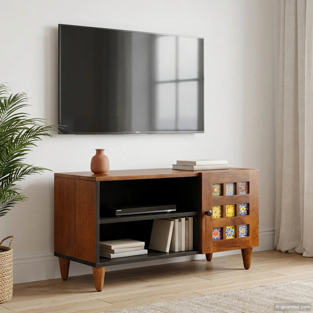 Mobile TV-Credenza per TV Noce 80 x 33 x 46 cm Legno di mango massello 271127