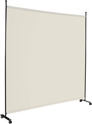 Separé Divisorio Singolo 184 x 184 CM, Paravento da Interno ed Esterno con Ruote Bloccabili, Pannello Divisorio per Ambienti Interni Portatile da Soggiorno Camera da Letto e Ufficio (Bianco)