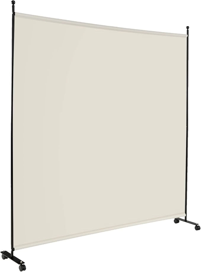Separé Divisorio Singolo 184 x 184 CM, Paravento da Interno ed Esterno con Ruote Bloccabili, Pannello Divisorio per Ambienti Interni Portatile da Soggiorno Camera da Letto e Ufficio (Bianco)