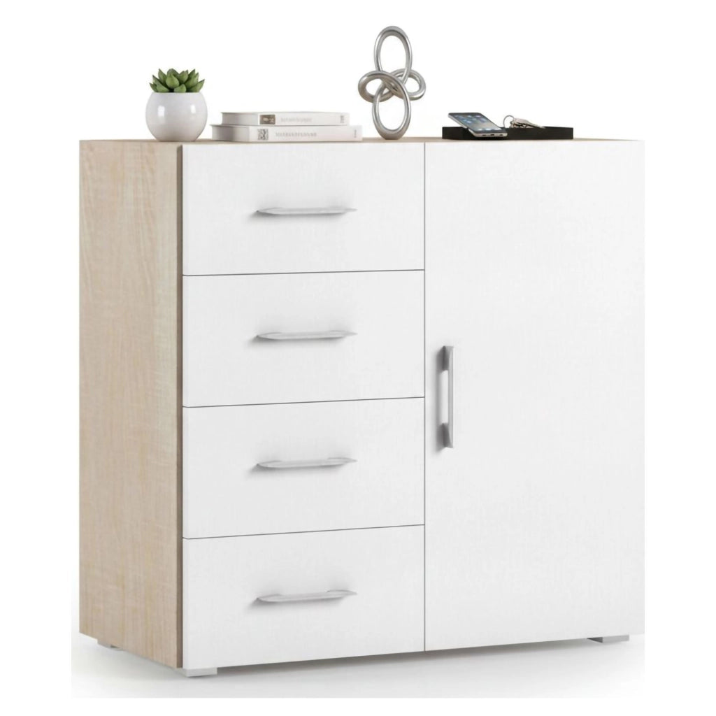 Madia Aracnida, Credenza un Ripiano Made in Italy, 90x41x87h cm Bianco