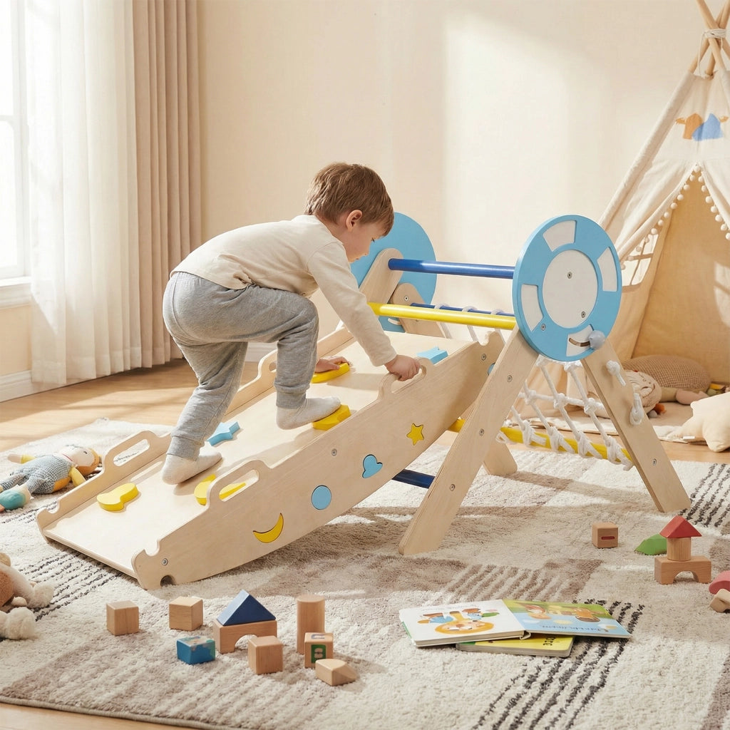 Set da arrampicata a triangolo palestra pieghevole nautica arco rampa scala corda-Gioco montessori blocchi labirinto per bambini cameretta asilo