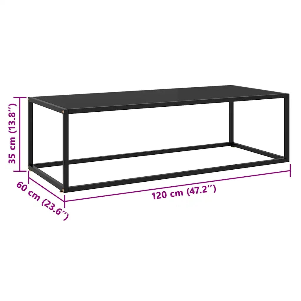 Tavolino da Salotto Nero con Vetro Nero 120x50x35 cm 322884