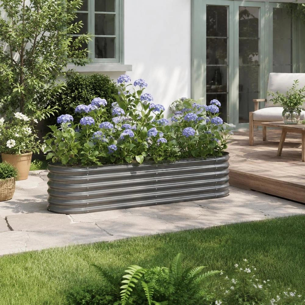 Raised Bed Galvanized Steel 152x40x36 Cm Gray