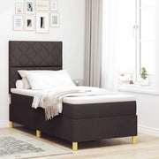 Letto a Sorgente LED Marrone Scuro 100 x 200 cm Tessuto