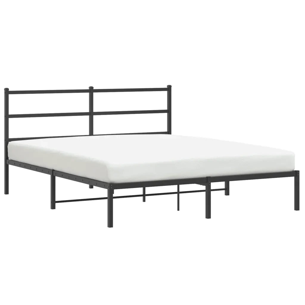 Letto matrimoniale | Letto per adulti | Giroletto con Testiera in Metallo Nero 160x200 cm