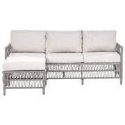 Divano da giardino angolare con pouf in rattan PE grigio a 3 posti divano da esterno in vimini intrecciato stile tradizionale