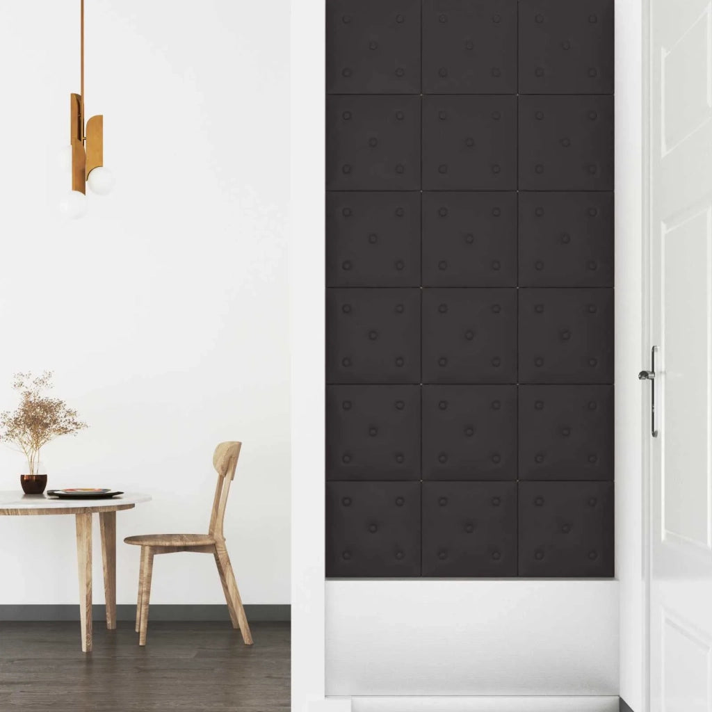 Testiera | Testata da Parete 12 pcs Nero 30 x 30 cm Pelle Sintetica