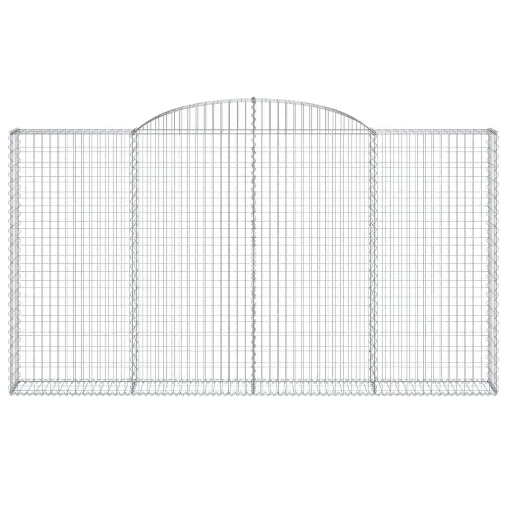 Set di 2 gabbioni ad arco per recinzione gabbia o muro di contenimento 300 x 30 x 160/180 cm ferro zincato argento 02_0041367