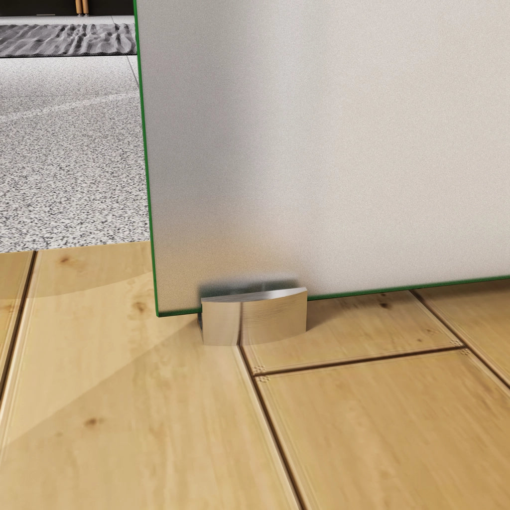 95x225 cm Porta Scorrevole in Vetro da 8 mm Temperato Opaco con Pellicola Anti-frantumi con Binario in Alluminio Bianco Verniciato