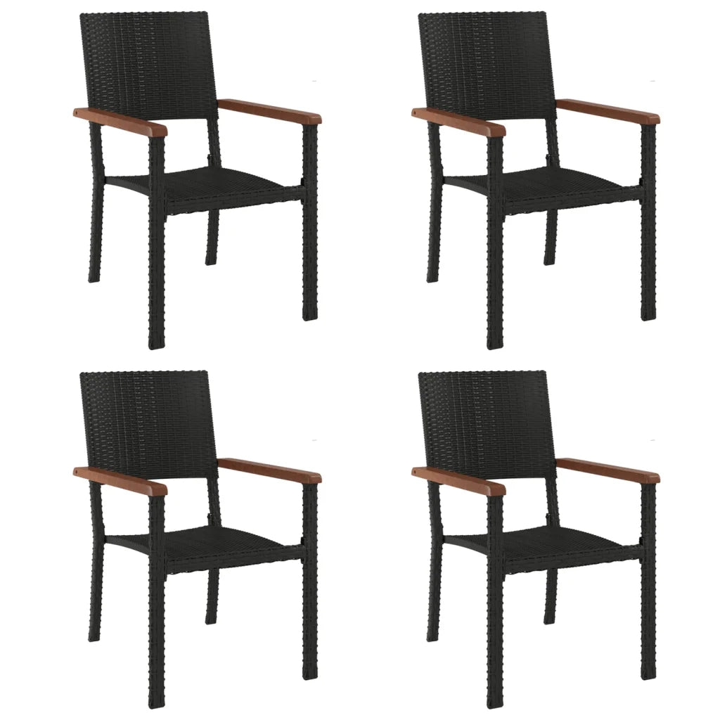 Set da Pranzo da Giardino 5 pz Nero in Polyrattan cod mxl 35788