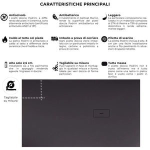 Piatto Doccia in Pietra 90x150 cm Bonussi Manila Nero