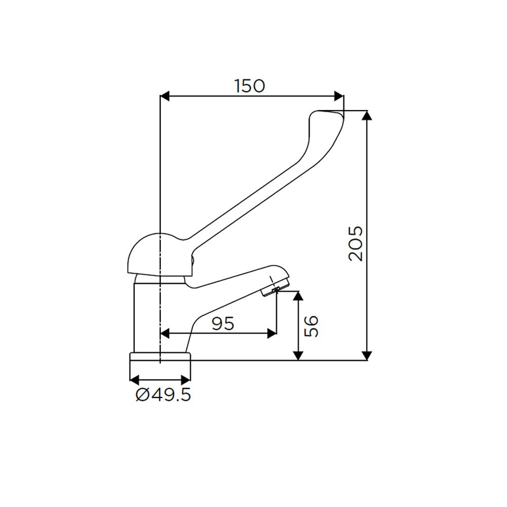 Miscelatore lavabo piano con leva clinica