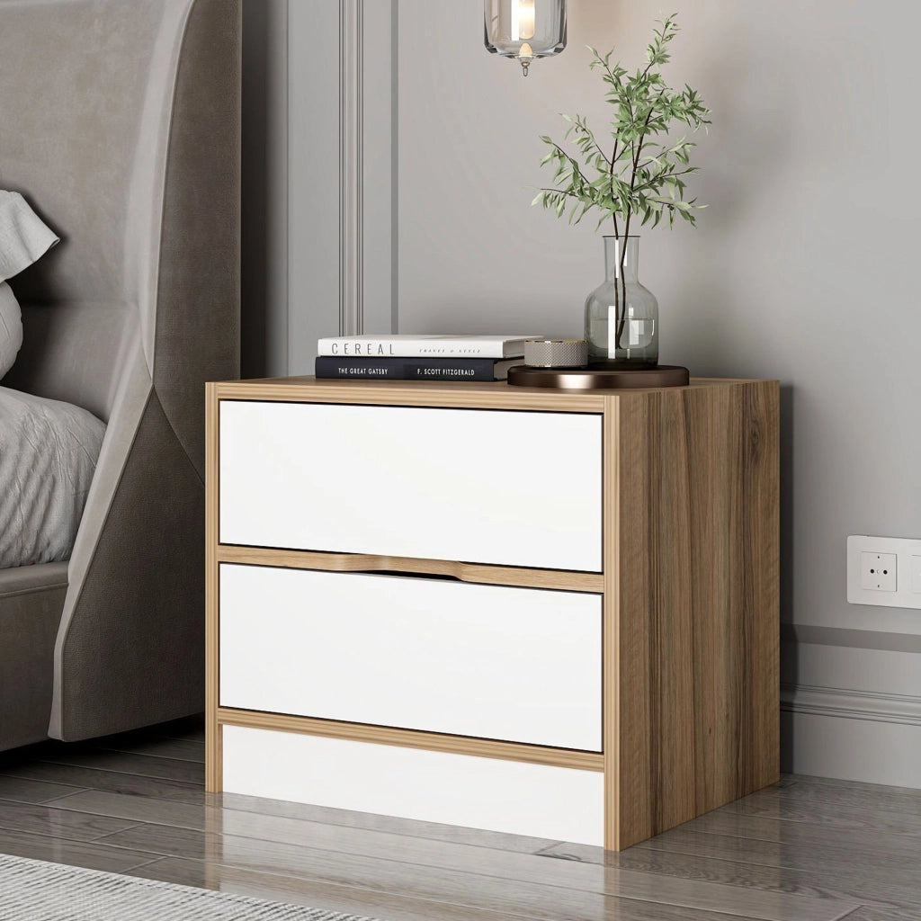 Legnago, Comodino 4 Cassetti, 54x40x47h cm Bianco