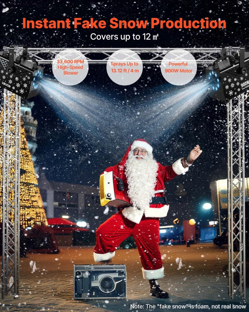 Macchina per la neve 900W LM-O-900 con telecomando wireless serbatoio 1L e luce ambientale portatile per feste