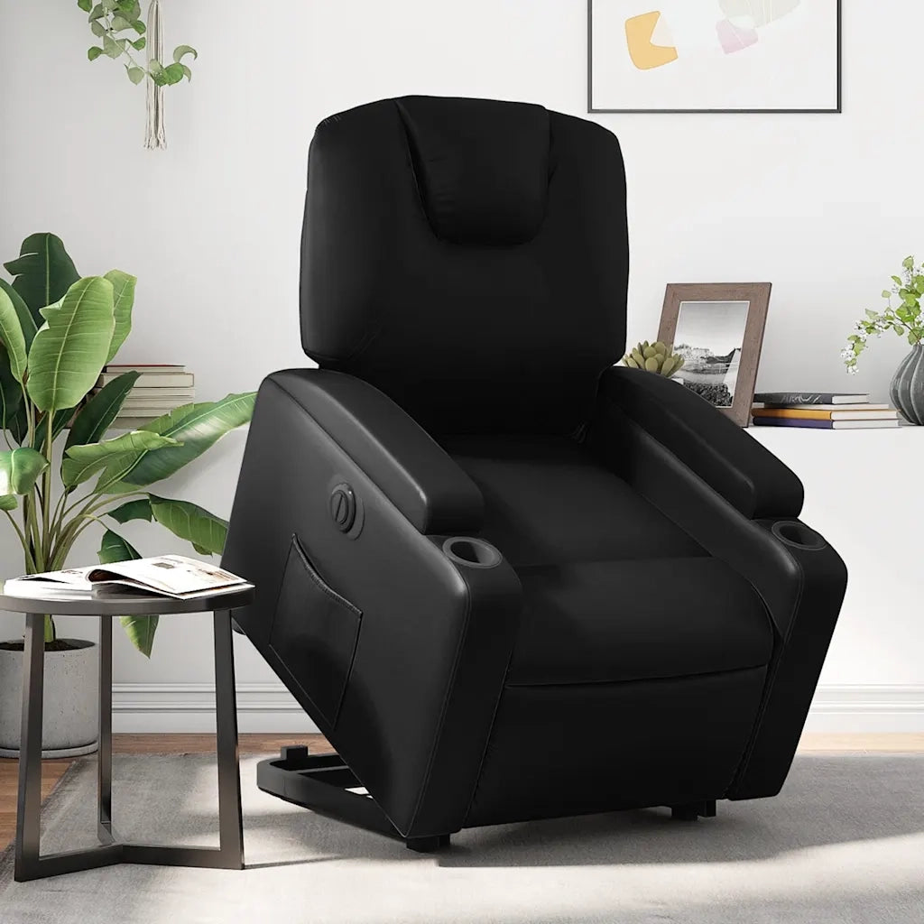 Poltrona | Sedia Relax Alzapersona Reclinabile Elettrica Nera in Similpelle
