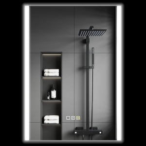 Specchio Bagno da Parete con Luce LED a 3 Colori 70x50x3 cm in Vetro Temperato Argento