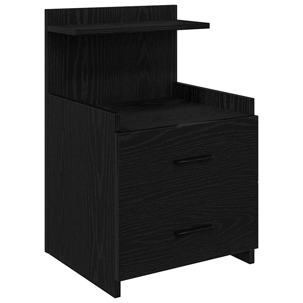 Comodini 2 pz con 2 cassetti neri 40x36,5x62 cm
