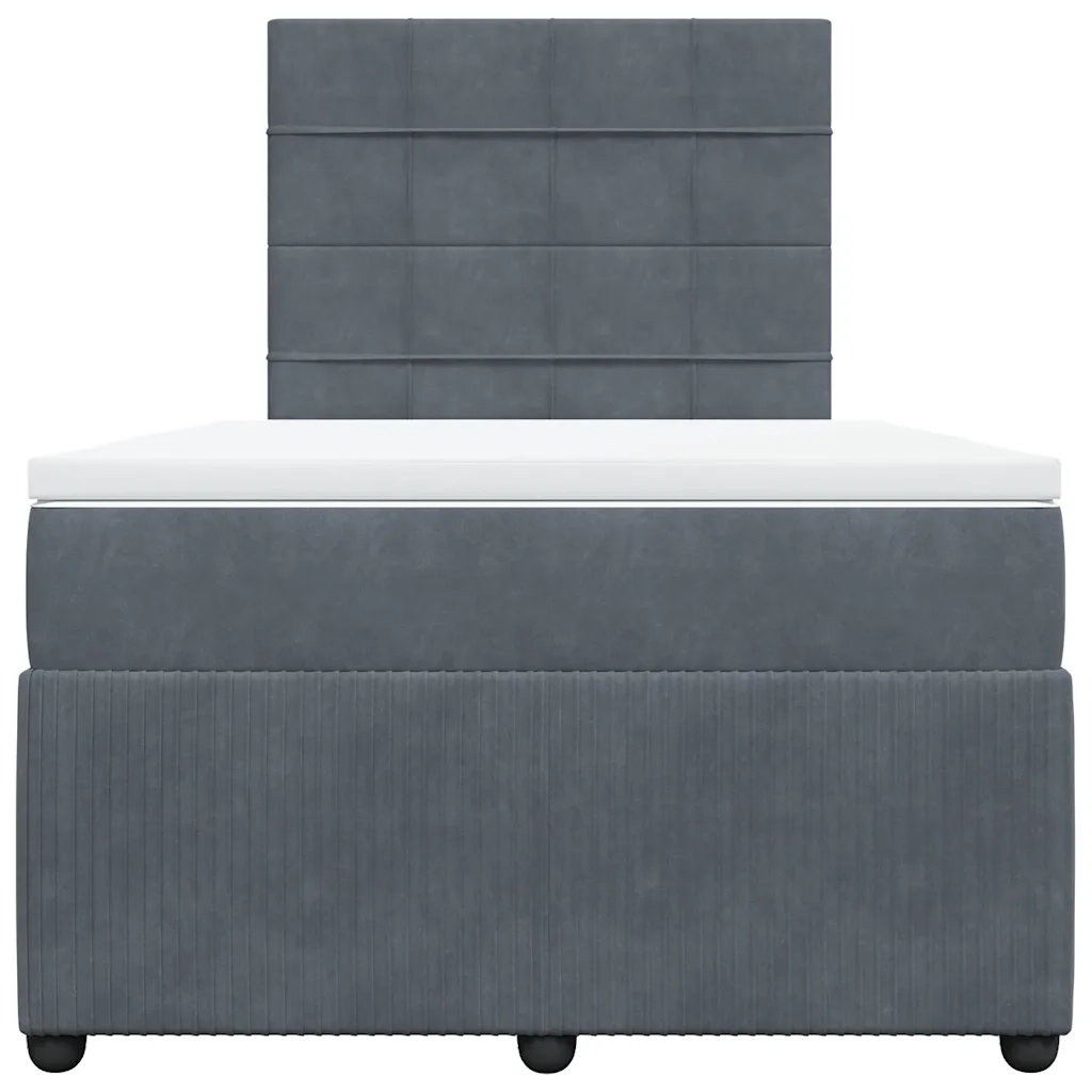 Giroletto a Molle con Materasso Grigio Scuro 120x190 cm Velluto
