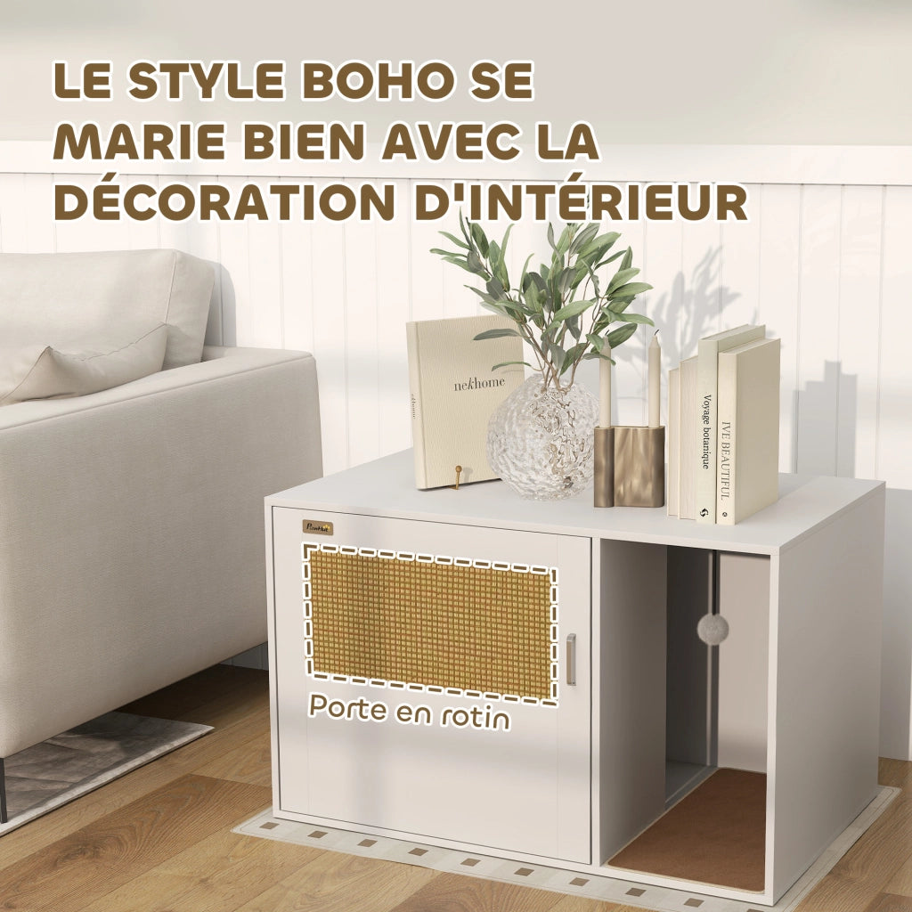 Mobile per gatti con lettiera e tiragraffi ¨C zephmum ¨C bianco 80x50x50 cm