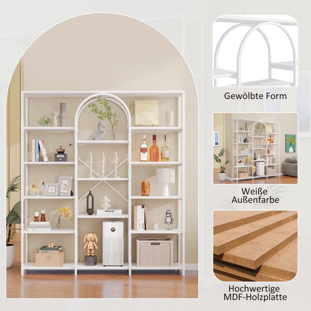 Libreria Scaffale con Ripiani ¨C MINIMAL ¨C Bianco, Metallo e MDF, 160x30x180