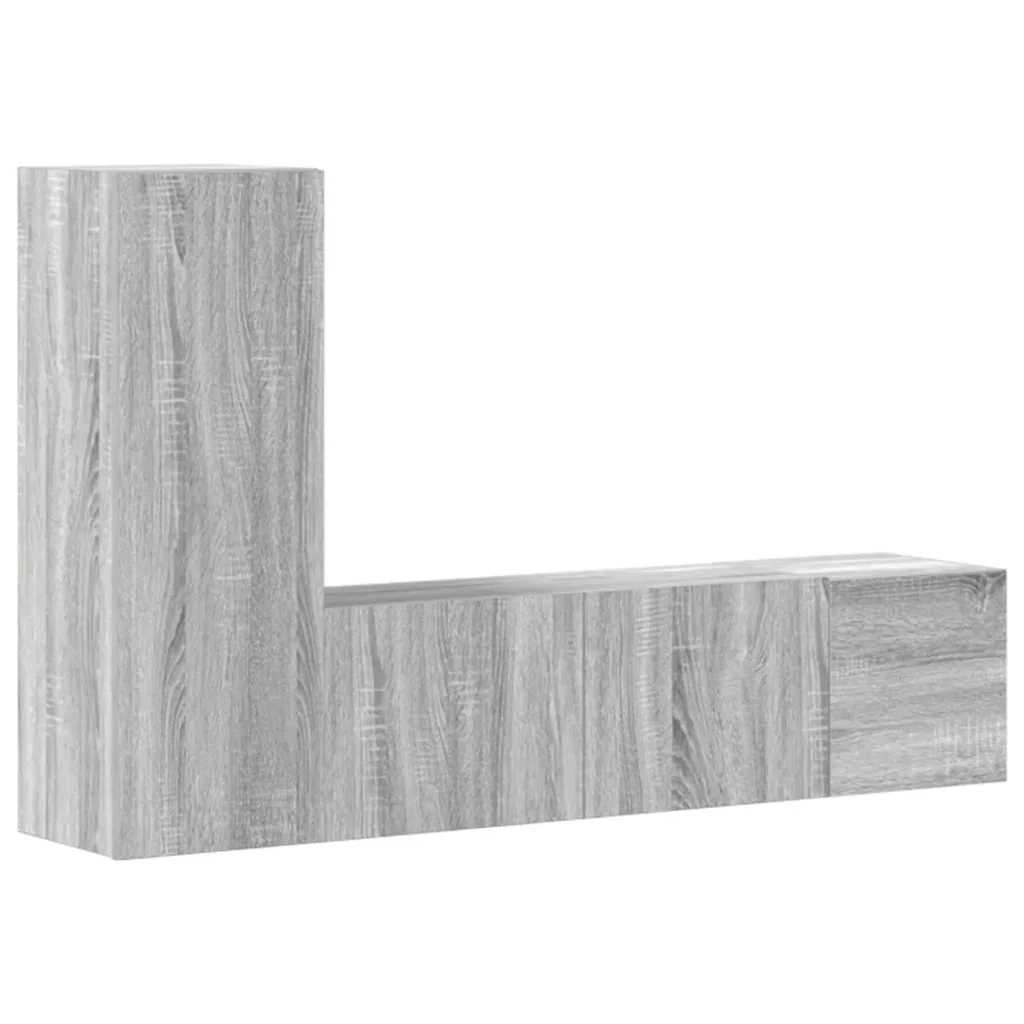 Set Mobili Porta TV 3 pz Grigio Sonoma in Legno Multistrato cod mxl 26649