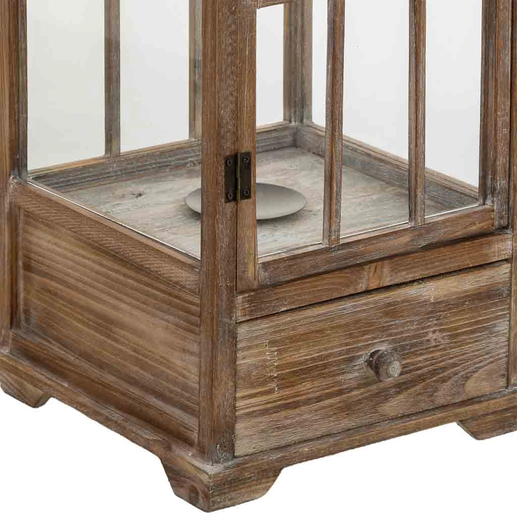 Lanterna in legno marrone 31,5x31,5x101h cm