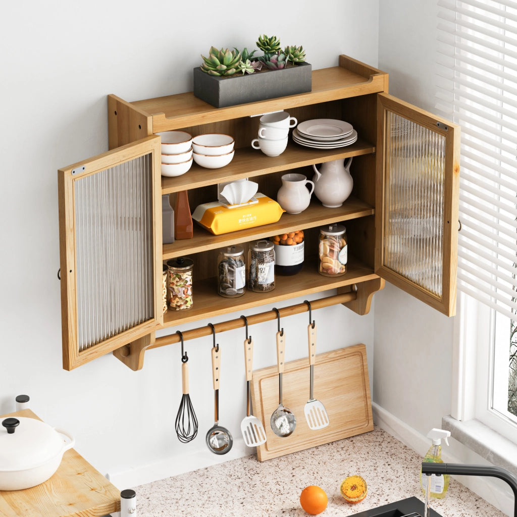 Credenza vintage da parete con doppia anta e ripiani
