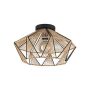 Plafoniera Contemporanea Adwickle 1 Luce Metallo Nero E Tessuto