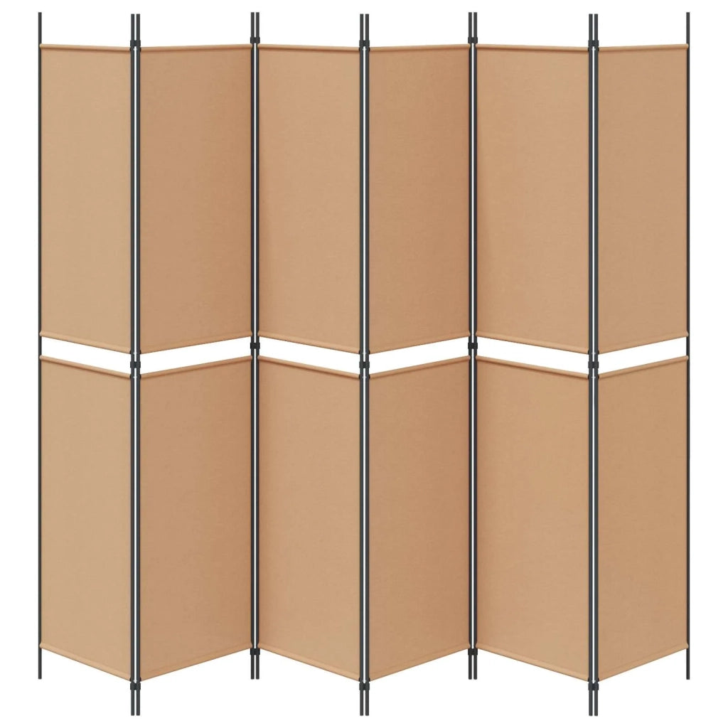 Divisore per Stanza | Paravento | Divisorio Ambienti a 6 Pannelli Beige 300 x 220 cm Tessuto