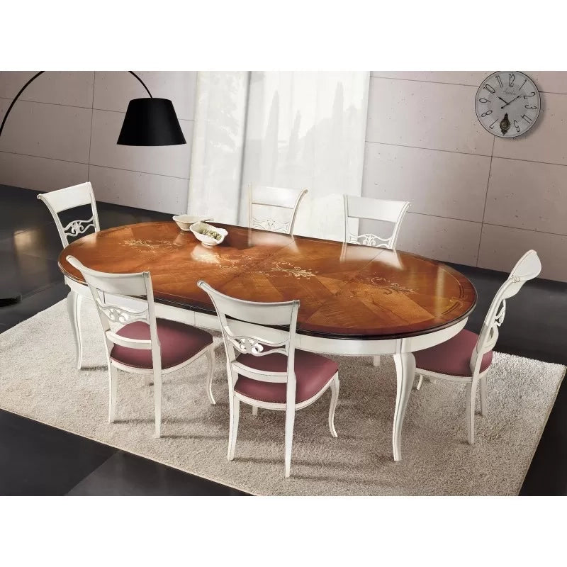 Tavolo rotondo allungabile legno shabby 140x140x78 - Mobili 2G
